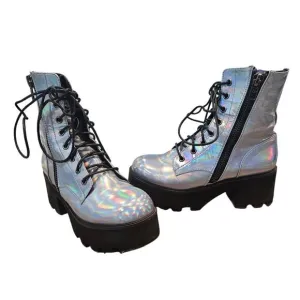 Current Mood Opalescent Odyssey Boots sz 8M Platform $88 Space Retro Rare