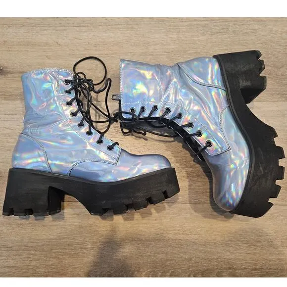 Current Mood Opalescent Odyssey Boots sz 8M Platform $88 Space Retro Rare
