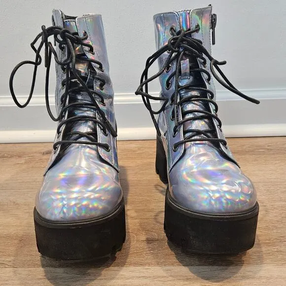Current Mood Opalescent Odyssey Boots sz 8M Platform $88 Space Retro Rare