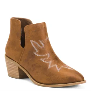 CUSHIONAIRE Western Boots BRAND NEW size 8 EMBROIDERED stacked heel BROWN