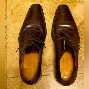 Custom made Italian wingtip men’s dress shoe in dark brown