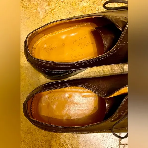 Custom made Italian wingtip men’s dress shoe in dark brown