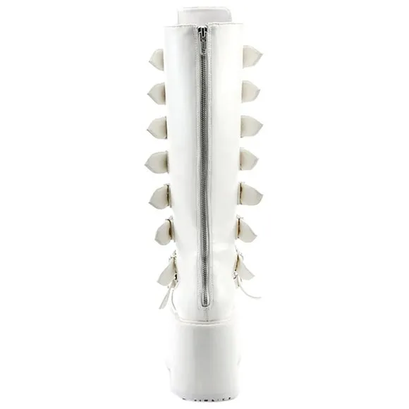 DAMNED 318 51/50 White Platform Boots