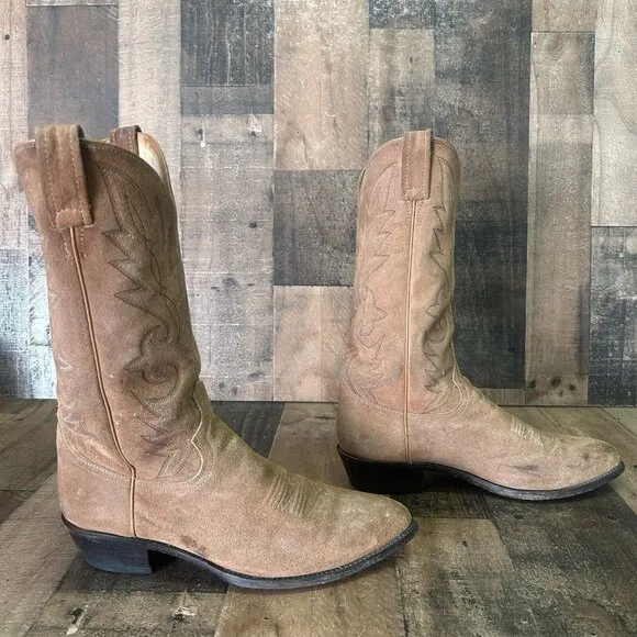Dan Post Brown Suede Extra Wide Western Cowboy Boots Mens 9.5 EW