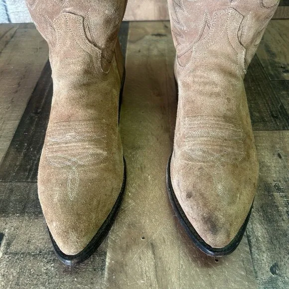 Dan Post Brown Suede Extra Wide Western Cowboy Boots Mens 9.5 EW
