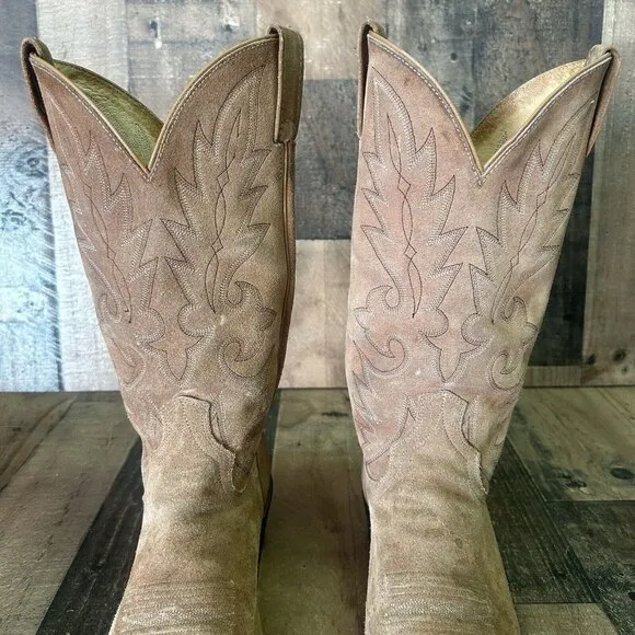 Dan Post Brown Suede Extra Wide Western Cowboy Boots Mens 9.5 EW