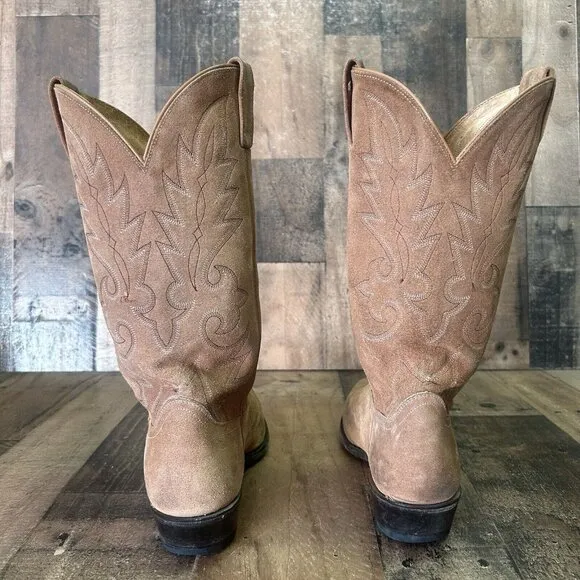 Dan Post Brown Suede Extra Wide Western Cowboy Boots Mens 9.5 EW