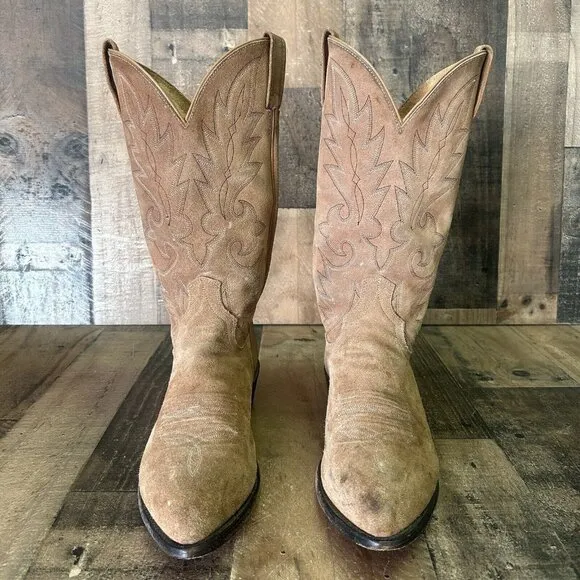 Dan Post Brown Suede Extra Wide Western Cowboy Boots Mens 9.5 EW