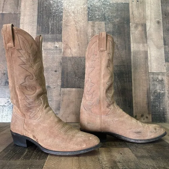 Dan Post Brown Suede Extra Wide Western Cowboy Boots Mens 9.5 EW