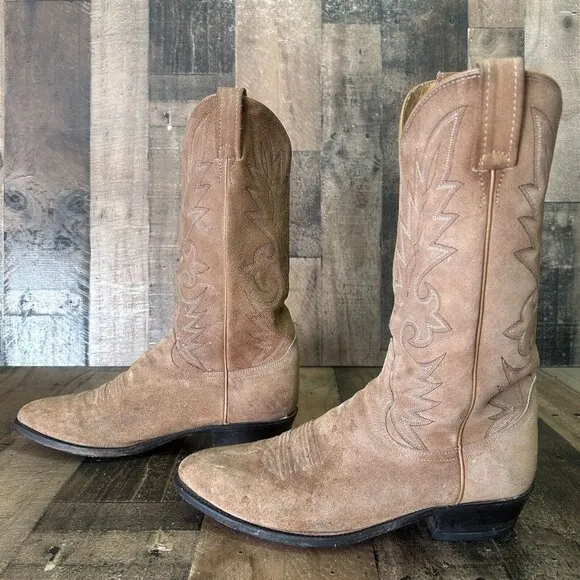Dan Post Brown Suede Extra Wide Western Cowboy Boots Mens 9.5 EW
