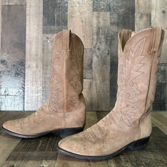 Dan Post Brown Suede Extra Wide Western Cowboy Boots Mens 9.5 EW