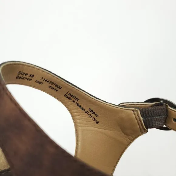 DANSKO 39 Lynnie Leather Dark Bronze Metallic Sandals