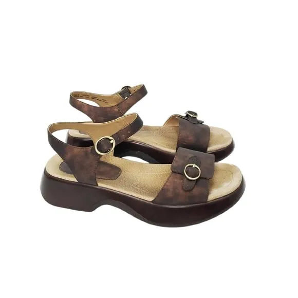 DANSKO 39 Lynnie Leather Dark Bronze Metallic Sandals