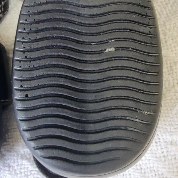 Dansko Drea Wedge Platform Fisherman Black Leather Sandals SZ 9.5 10 EU 40
