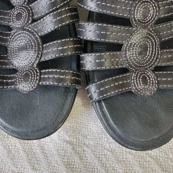 Dansko Drea Wedge Platform Fisherman Black Leather Sandals SZ 9.5 10 EU 40
