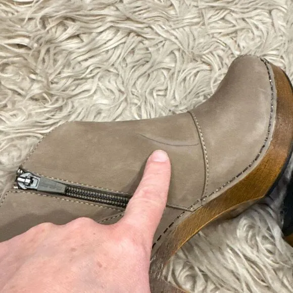 Dansko leather peep toe heeled booties size 37 (6.5-7)