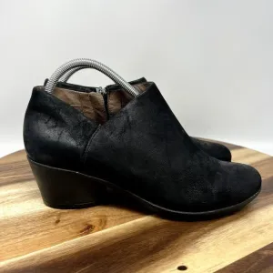 Dansko Boots Raina Black Leather Women's 10.5-11 (EU 41) Block Heel Zip Up Shoes