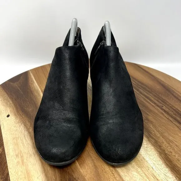 Dansko Boots Raina Black Leather Women's 10.5-11 (EU 41) Block Heel Zip Up Shoes