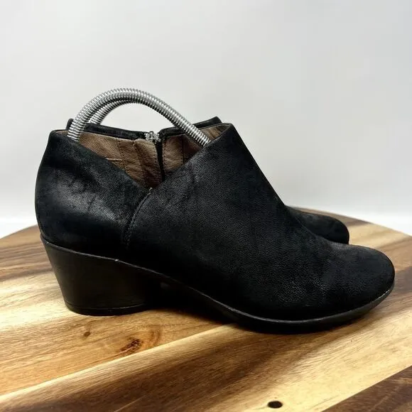 Dansko Boots Raina Black Leather Women's 10.5-11 (EU 41) Block Heel Zip Up Shoes