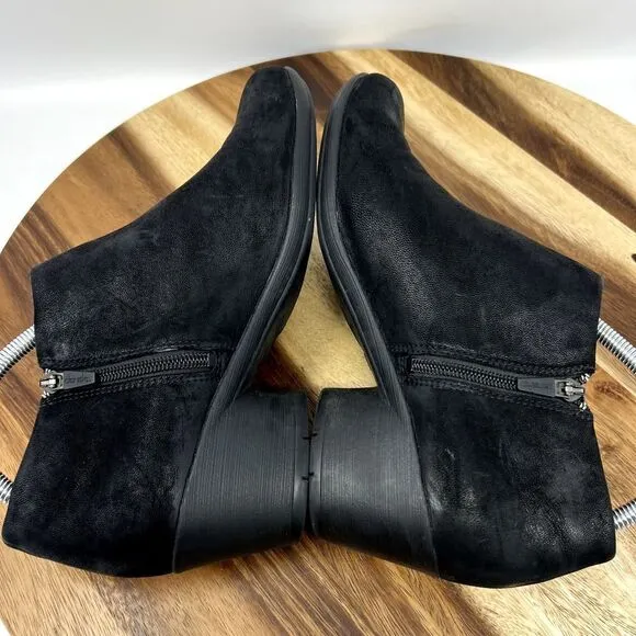 Dansko Boots Raina Black Leather Women's 10.5-11 (EU 41) Block Heel Zip Up Shoes