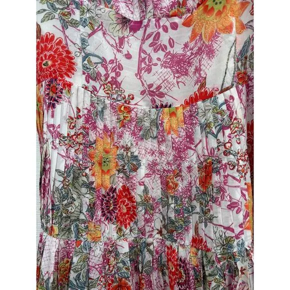 David Meister Floral Mini Dress, Pleats, Bustier, Lined, Size 12