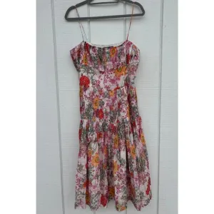 David Meister Floral Mini Dress, Pleats, Bustier, Lined, Size 12