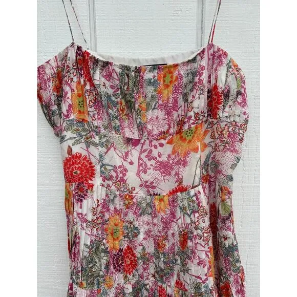 David Meister Floral Mini Dress, Pleats, Bustier, Lined, Size 12
