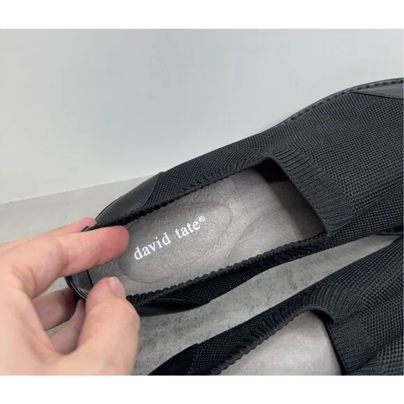 David Tate Social Black Knit Shoes Size 10 Leather Lining Fabric Loafers NEW