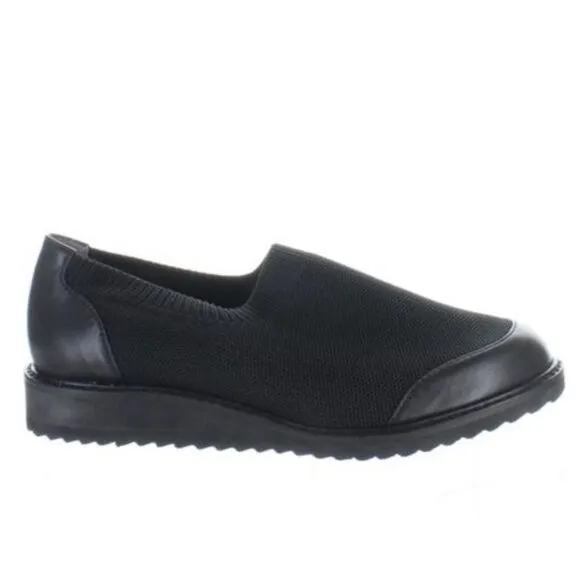 David Tate Social Black Knit Shoes Size 10 Leather Lining Fabric Loafers NEW
