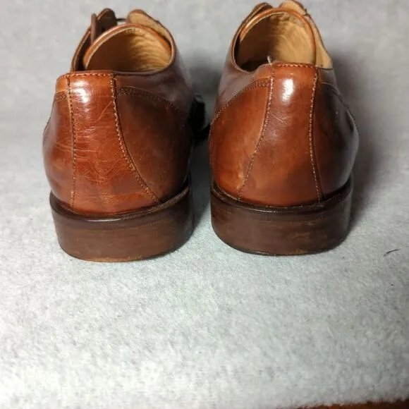 De La Rentis Brown Lace Up Woven Italian Leather Loafer Dress Shoes Men Size 12M