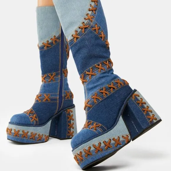 Delas PATCH DENIM DELIGHT  Milan Style Denim Boots ( BRAND NEW !!! )