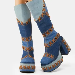 Delas PATCH DENIM DELIGHT  Milan Style Denim Boots ( BRAND NEW !!! )