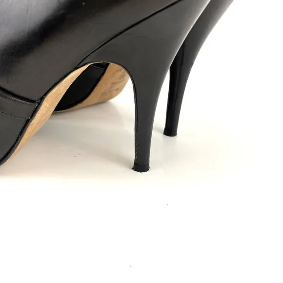 Delman Black Ankle Peep Toe Booties Size 10 Black Soft Buttery Leather Italy