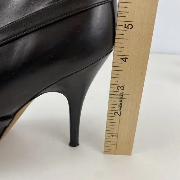 Delman Black Ankle Peep Toe Booties Size 10 Black Soft Buttery Leather Italy