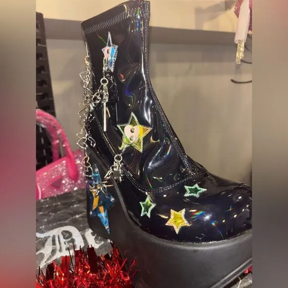 Demonia Blaze Star Cut Out Platform “Galactic Goddess” LED Rave Boots