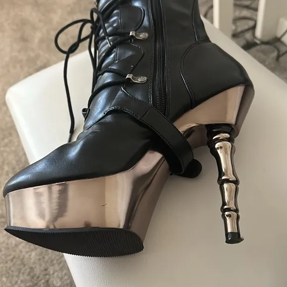 Demonia Muerto 1026 Heels Biker Gothic Black Platform Boots