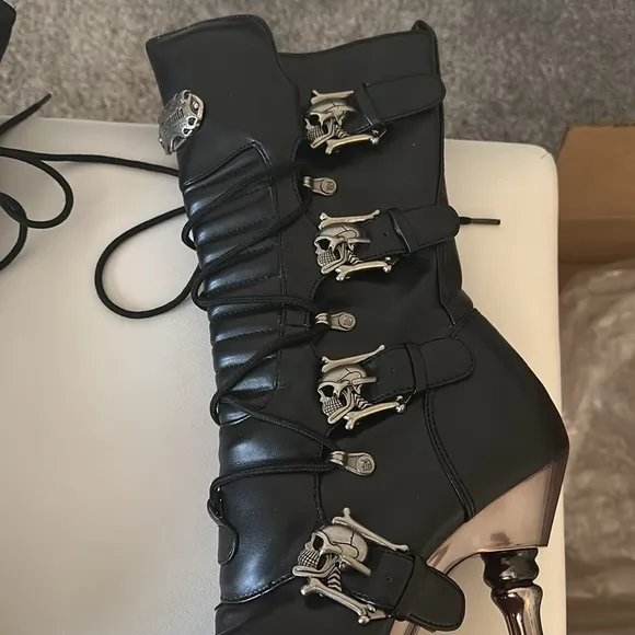 Demonia Muerto 1026 Heels Biker Gothic Black Platform Boots