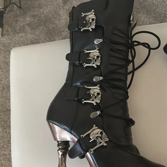 Demonia Muerto 1026 Heels Biker Gothic Black Platform Boots