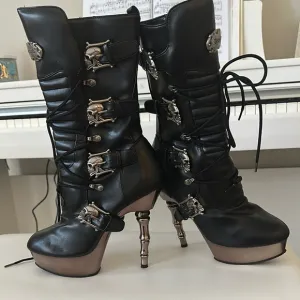 Demonia Muerto 1026 Heels Biker Gothic Black Platform Boots