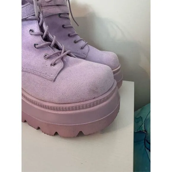 Demonia Shaker 52 Lavender Purple Vegan Suede Boots 11