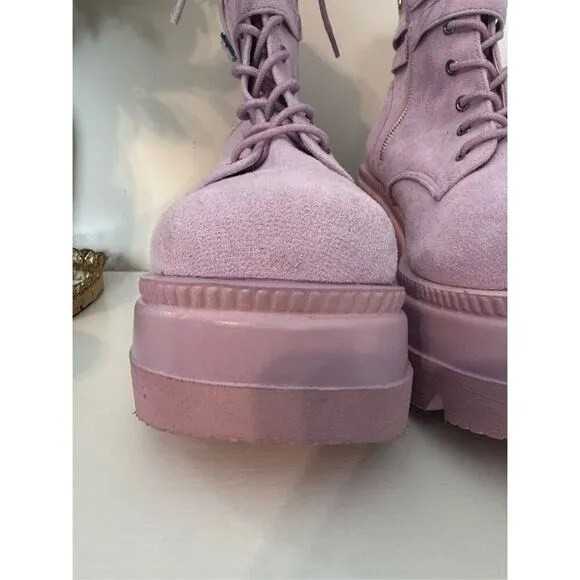 Demonia Shaker 52 Lavender Purple Vegan Suede Boots 11