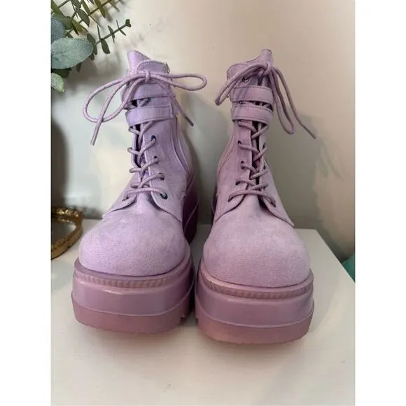 Demonia Shaker 52 Lavender Purple Vegan Suede Boots 11