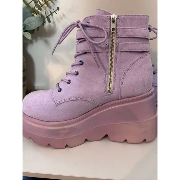 Demonia Shaker 52 Lavender Purple Vegan Suede Boots 11