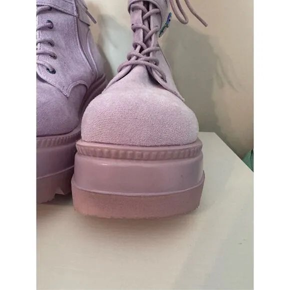 Demonia Shaker 52 Lavender Purple Vegan Suede Boots 11