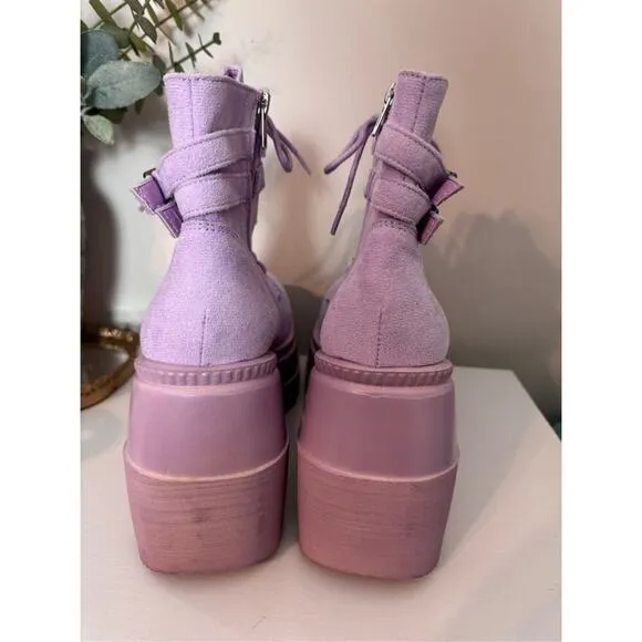Demonia Shaker 52 Lavender Purple Vegan Suede Boots 11