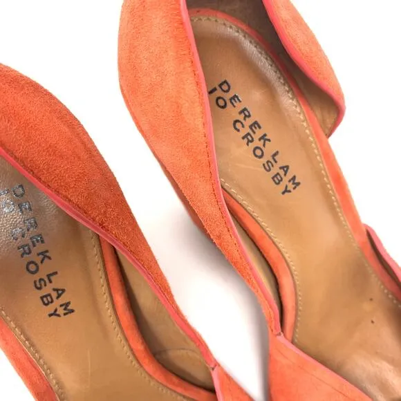 Derek Lam 10 Crosby Women's Size 7 Suede D'Orsay Peep Toe Pumps Orange Red