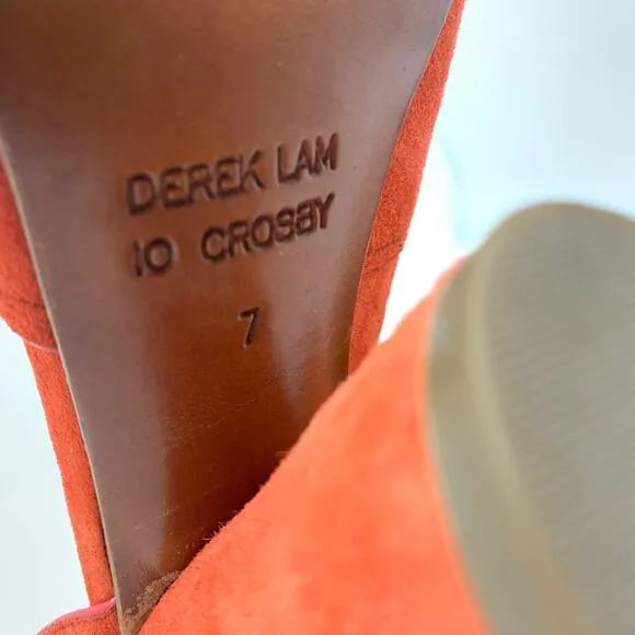 Derek Lam 10 Crosby Women's Size 7 Suede D'Orsay Peep Toe Pumps Orange Red