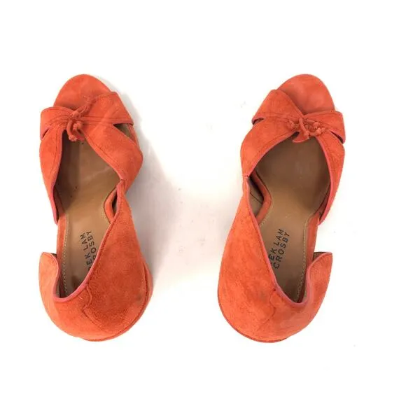 Derek Lam 10 Crosby Women's Size 7 Suede D'Orsay Peep Toe Pumps Orange Red