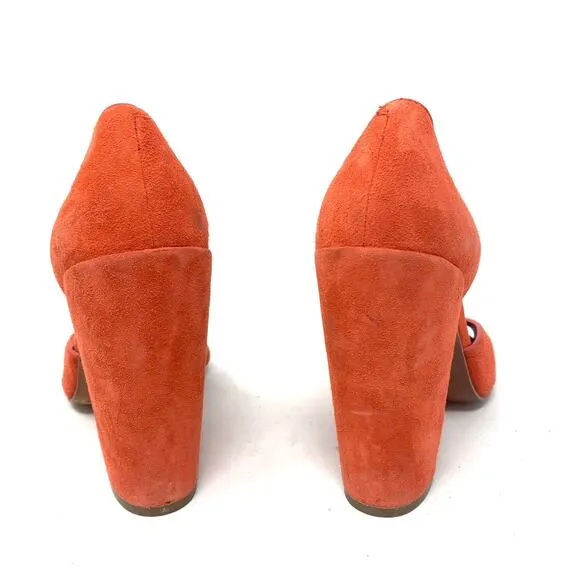 Derek Lam 10 Crosby Women's Size 7 Suede D'Orsay Peep Toe Pumps Orange Red