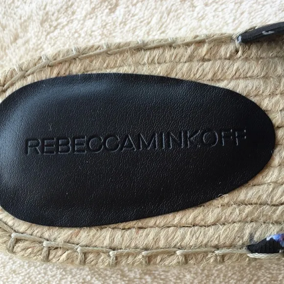 DESIGNER REBECCA MINKOFF FLORAL JODI RAFFIA PLATFORM ESPADRILLE  SLIDES SIZE 7.5